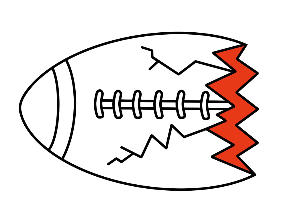 In illustration of a football, cracked like an egg
