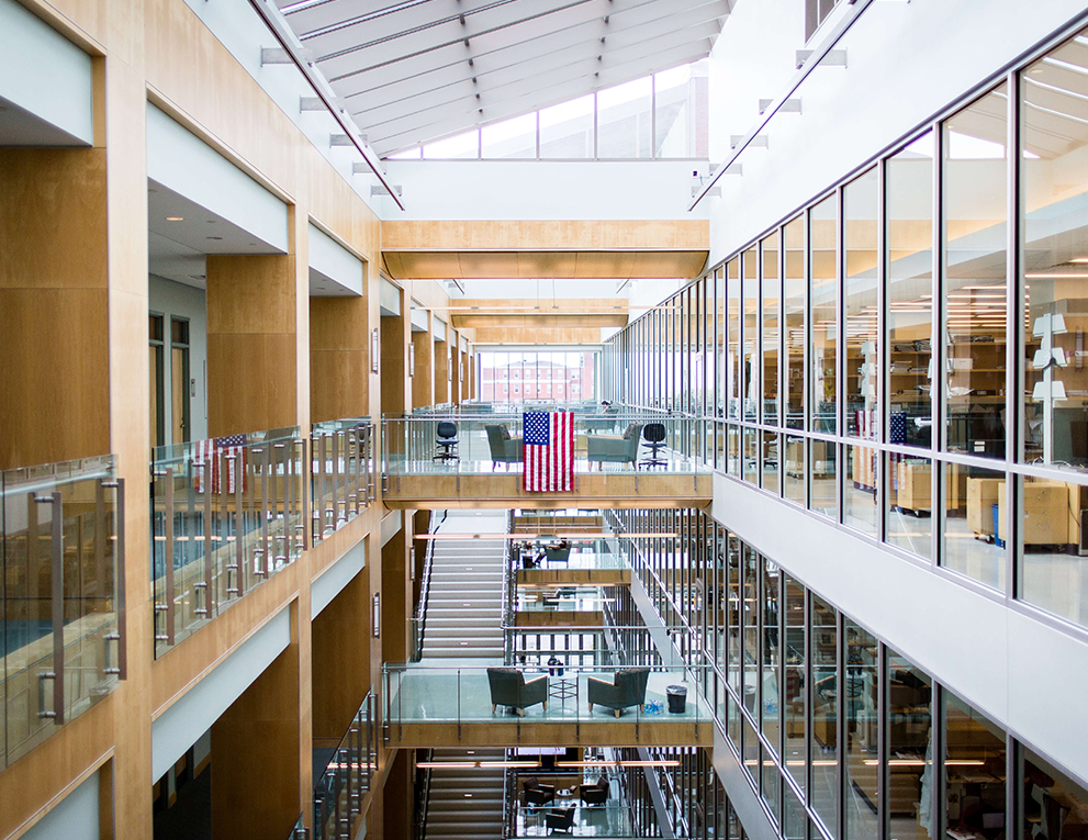 An interior shot of the Wilmer Eye Institute. 