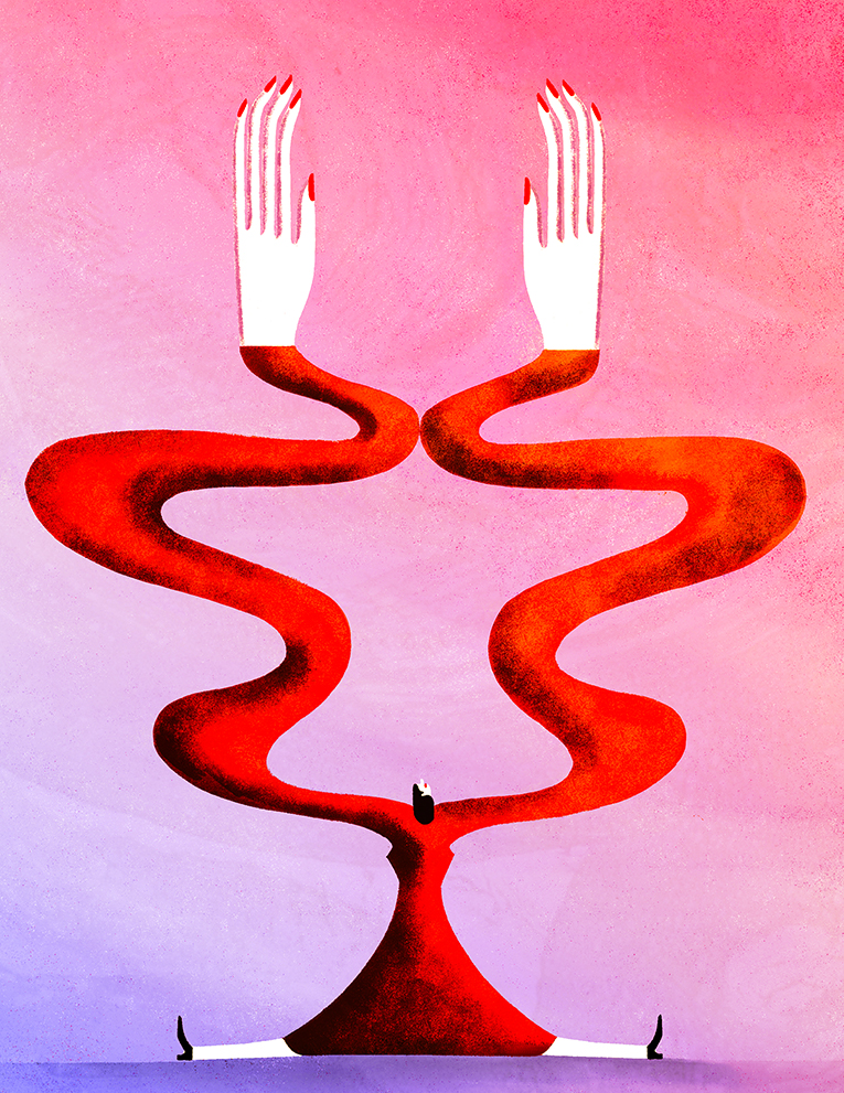 Illustration of squiggly hands raising in the air.