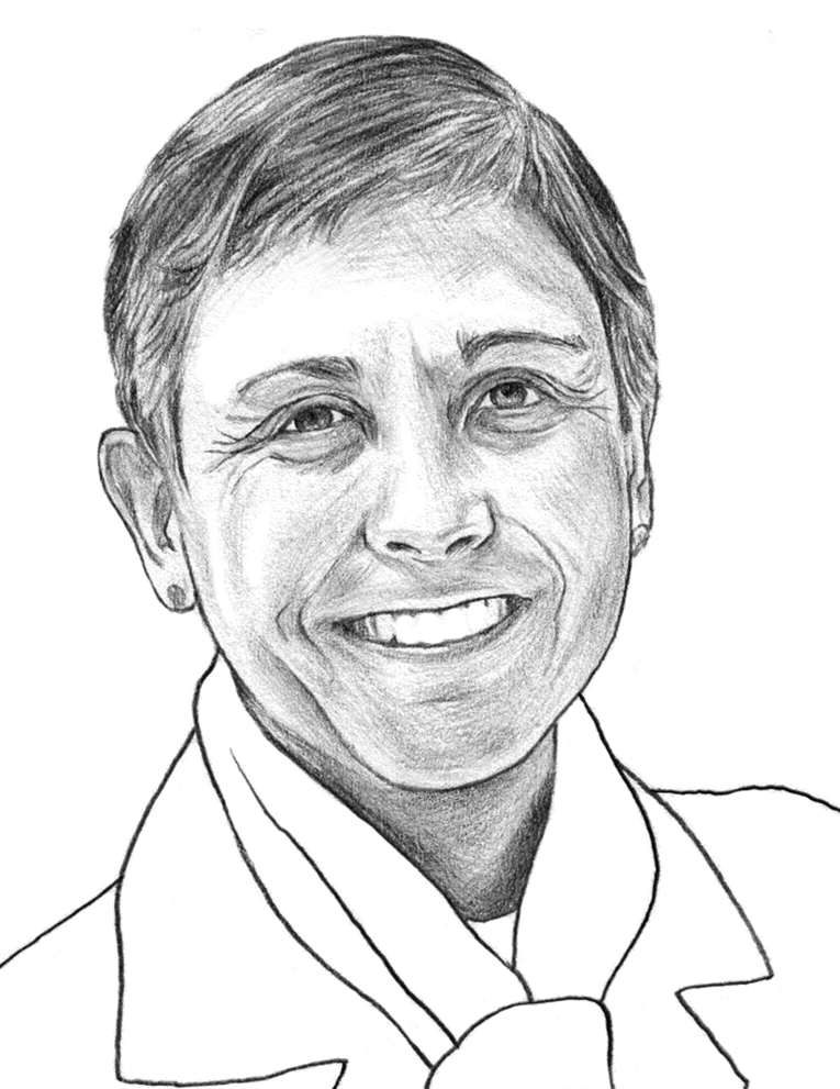 Sketch illustration of a doctor smiling.
