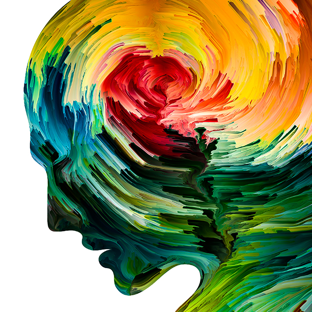 A painted illustration of a swirl of paint. 