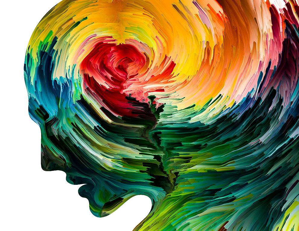 A painted illustration of a swirl of paint.