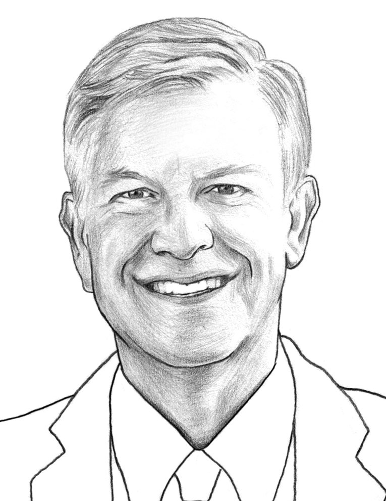 Sketch illustration of a doctor smiling.