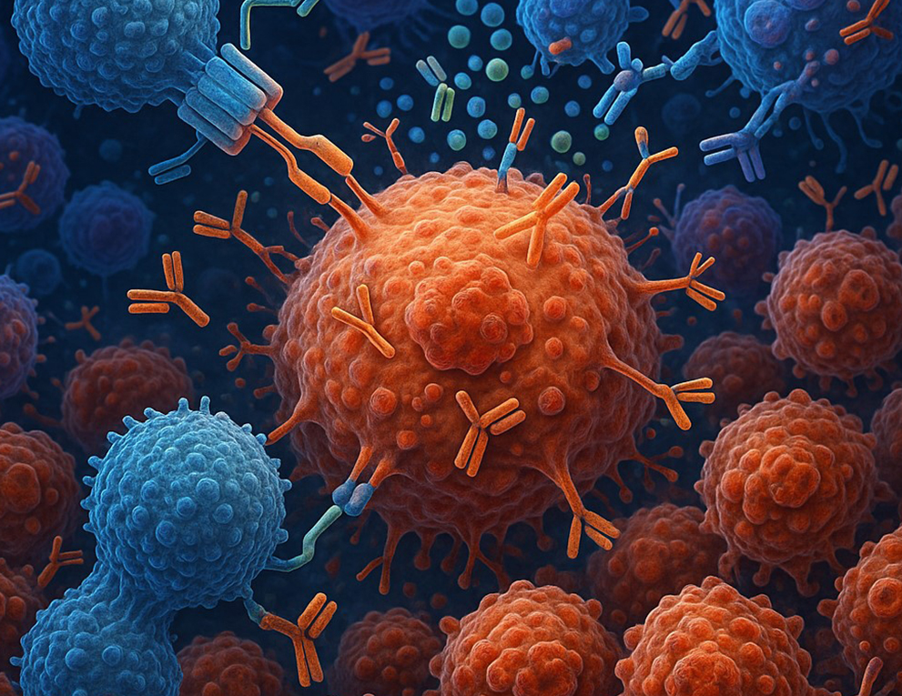 A digital rendition of lung cancer cells.