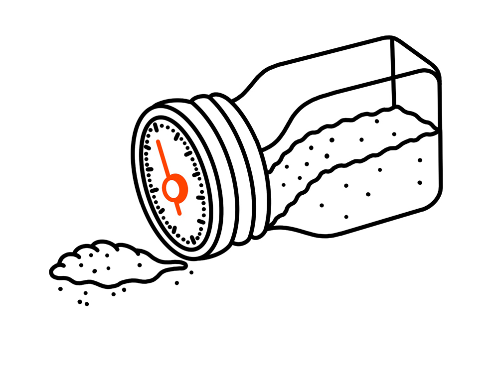 Poured over salt shaker with a pressure gauge on it.