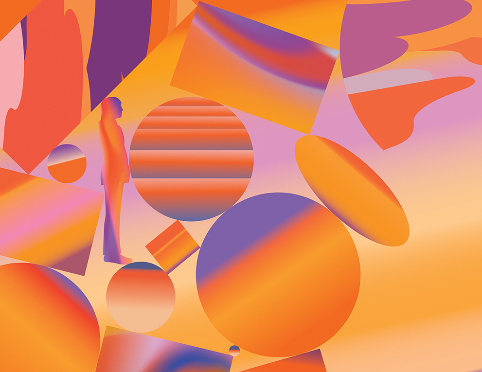 Conceptual illustration of pain, colorful shapes