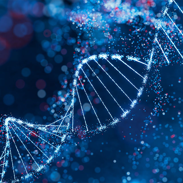 3D illustration of a DNA strand.