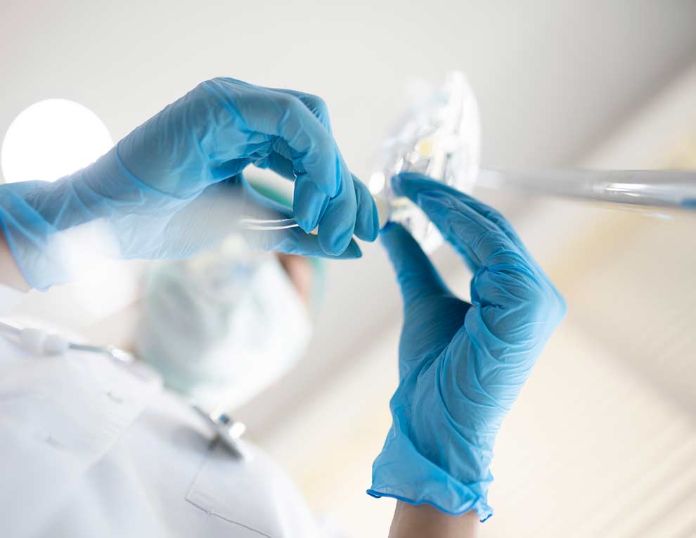 Surgeon over the operating table