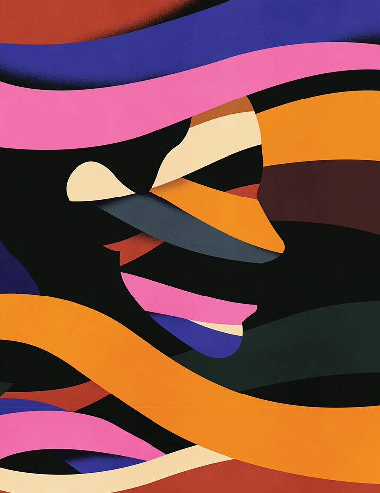 Conceptual illustration intertwining lines representing free thinking