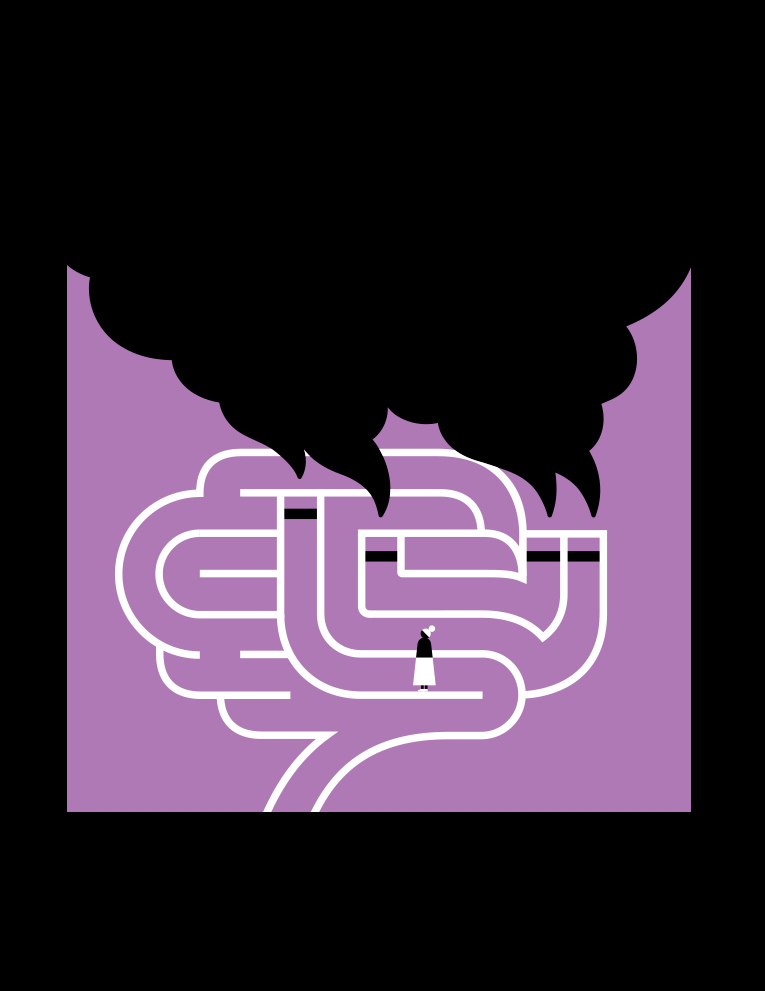 Conceptual illustration of brain with black smoke around symbolizing pollution