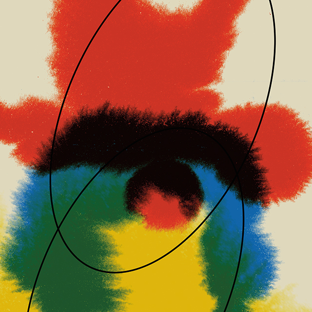 Conceptual illustration of suicide using bold colors and lines