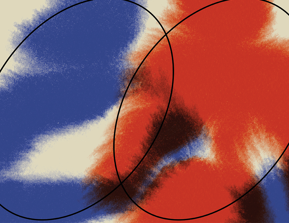 Conceptual illustration of suicide utilizing bold colors and lines