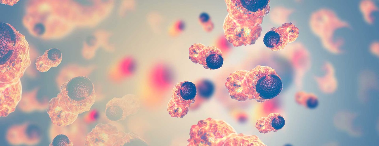 Digital illustration showing cancer cells.