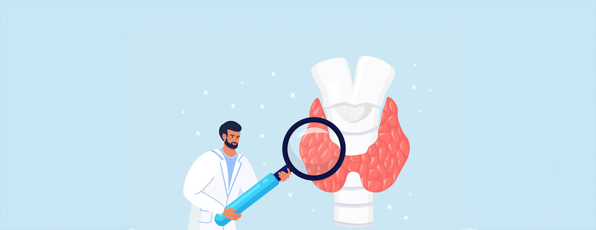 An illustration of a doctor talking about hypothyroidism in children