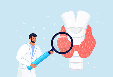 An illustration of a doctor talking about hypothyroidism in children