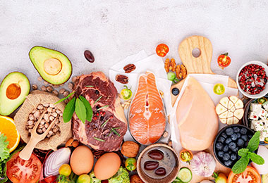 an array of foods on a keto diet