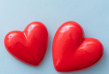 two red hearts representing cardiomyopathy