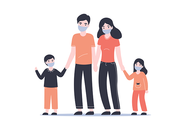 covid family safety - illustration of family holding hands