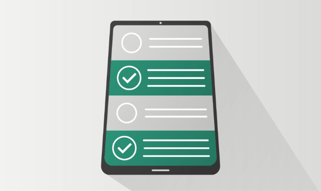Illustrated tablet with multiple choice answer selections