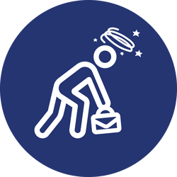 Disoriented worker with briefcase icon