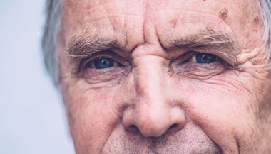 close up of an elder man's eyes
