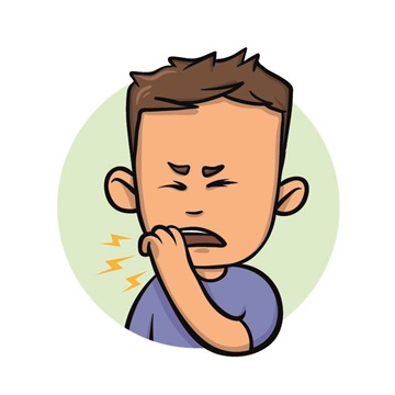 An illustration of a boy coughing.