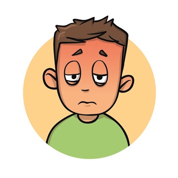 An illustration of a boy sick with a common cold.