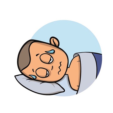 An illustration of a boy sick with penumonia.