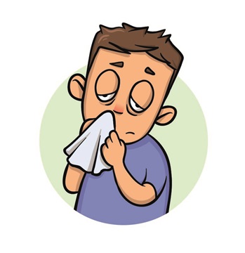 An illustration of a young boy with whooping cough.