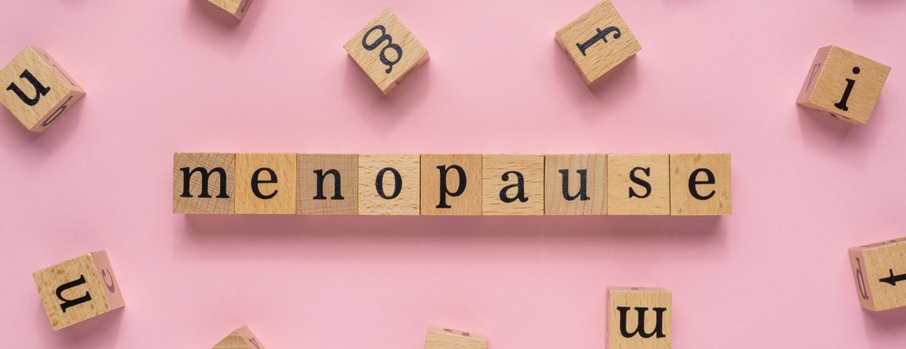 menopause spelled in wooden blocks