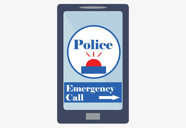 An illustration of an emergency call being placed on a cell phone.