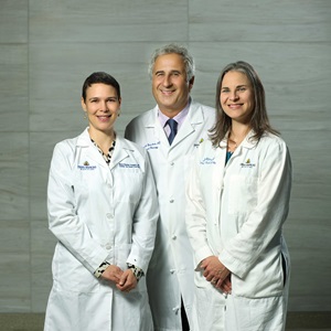 Group photo of Drs Baschat, Miller, and Rosner of the Fetal Therapy team