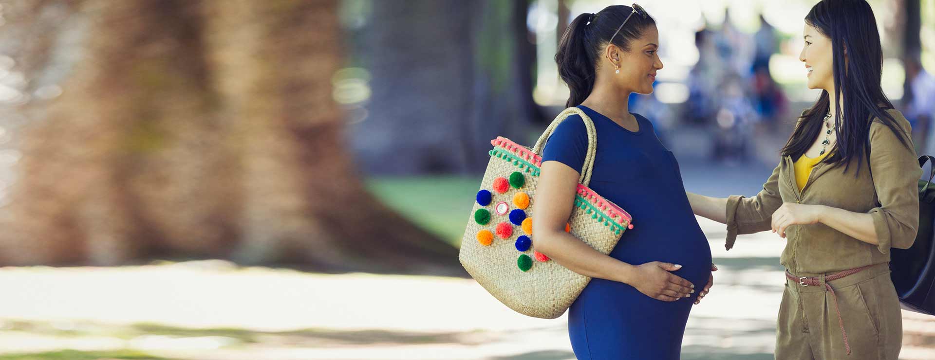 Pregnant woman out with a friend.
