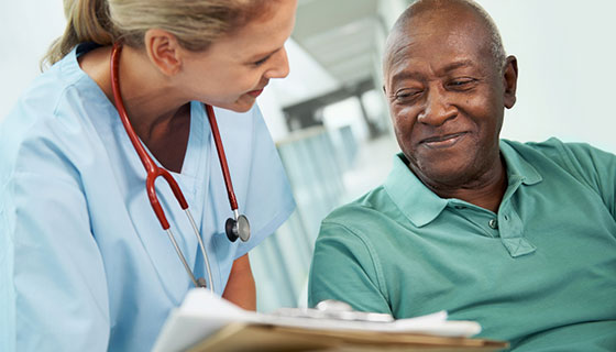 man talking with doctor