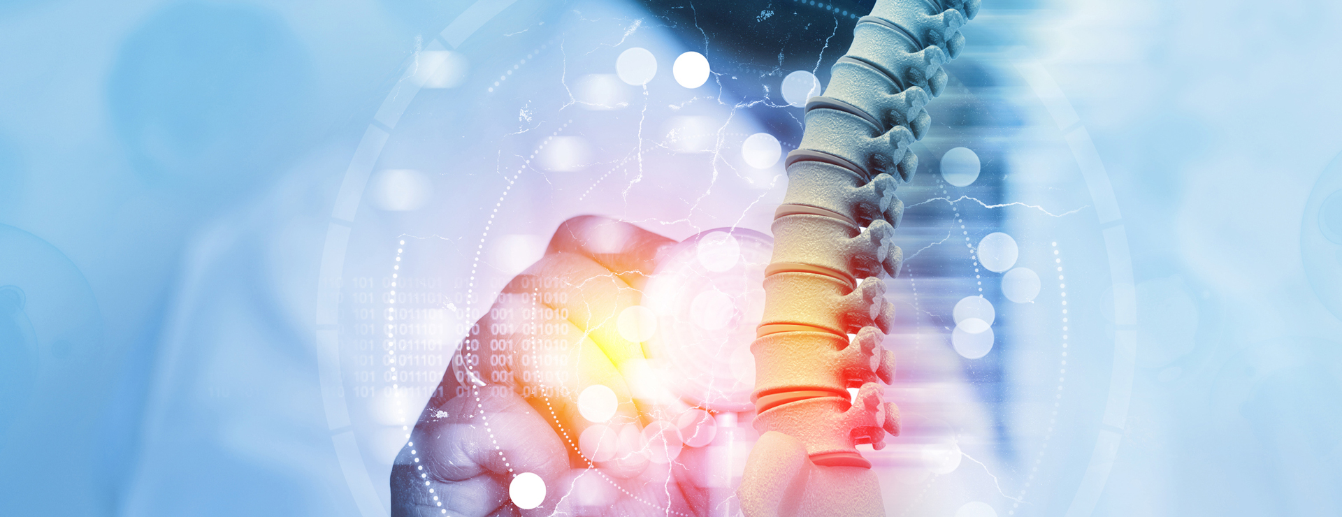 Doctor working with a spine graphic
