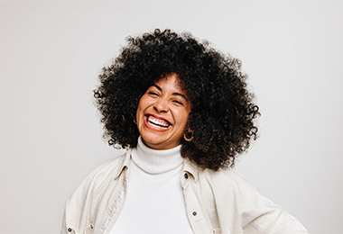 Happy black woman.