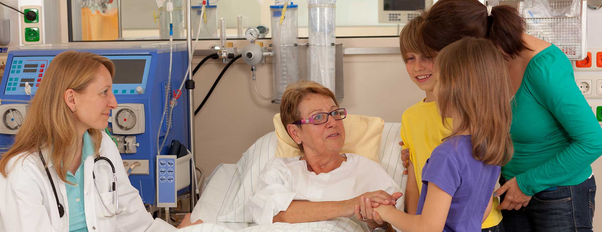 family visiting at hospital