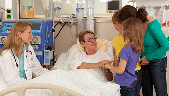 family visiting in hospital