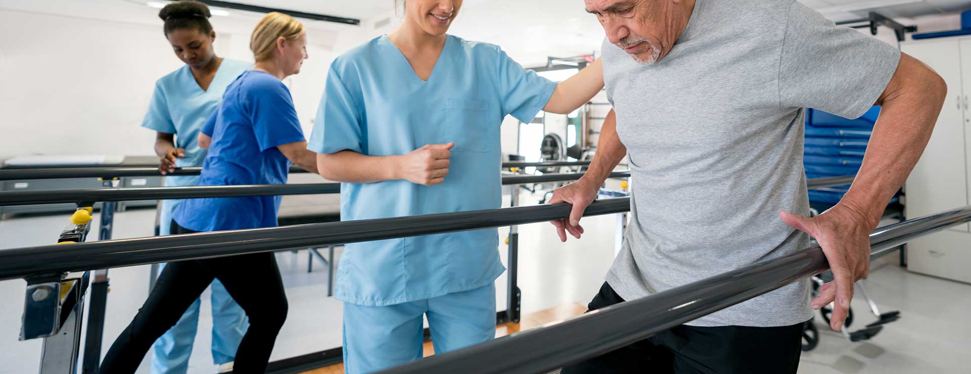 man relearning to walk