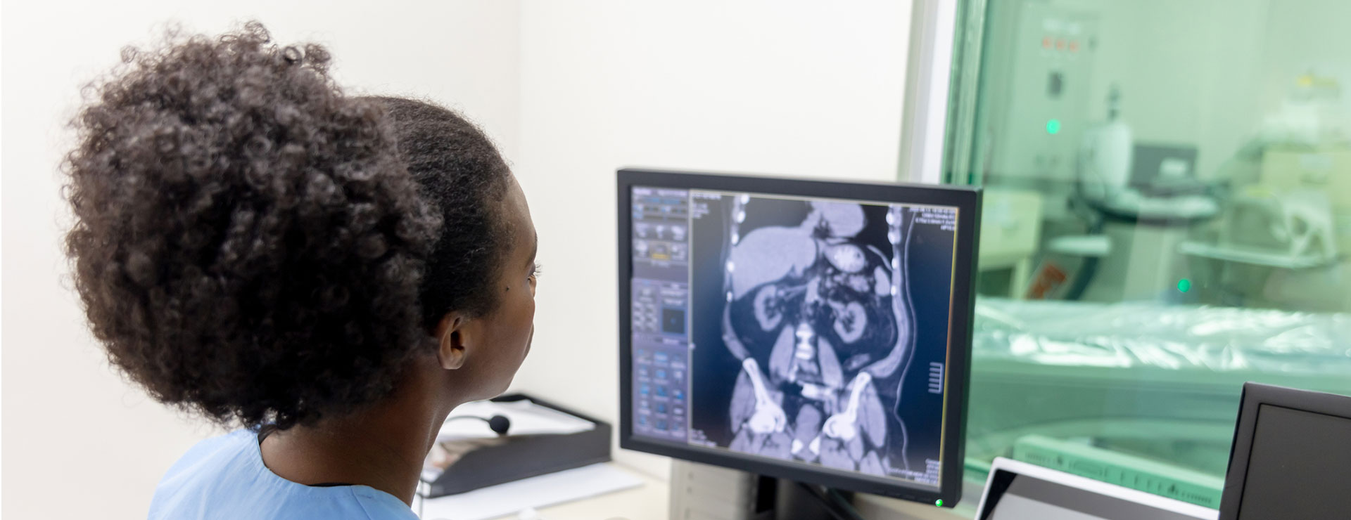doctor reviews scans