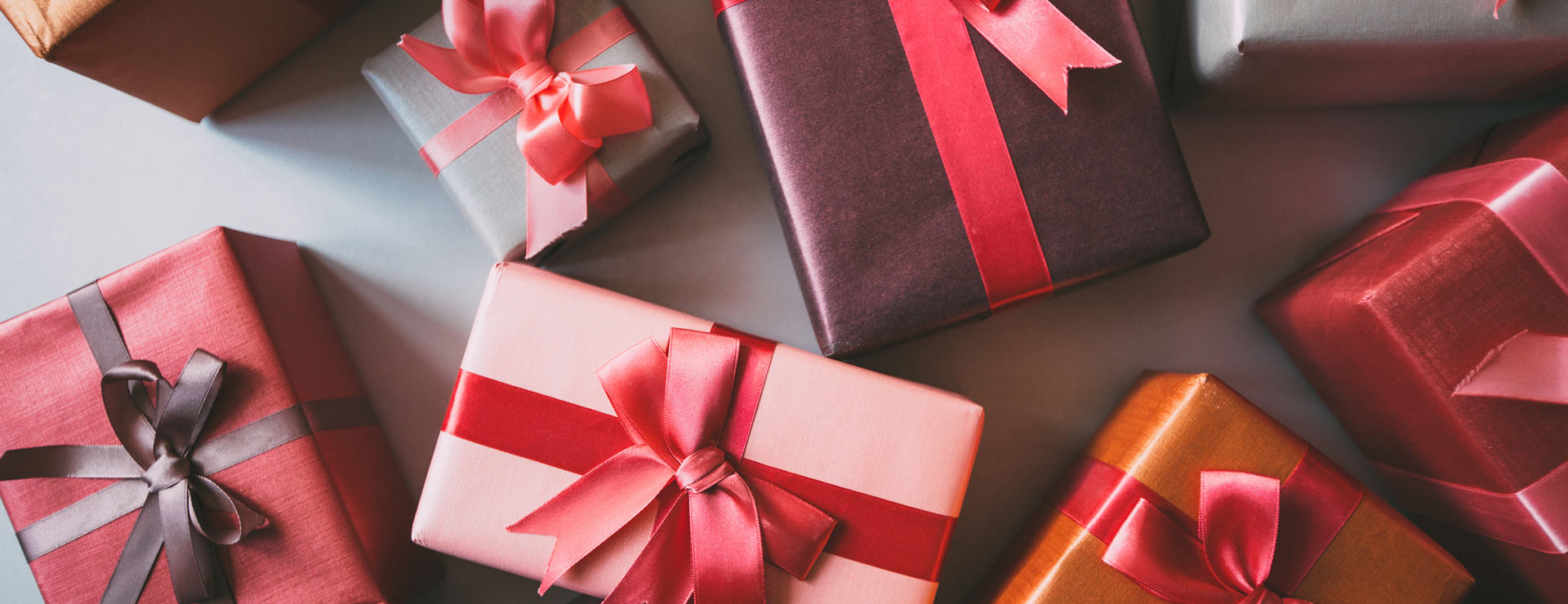 Collection of festive holiday presents