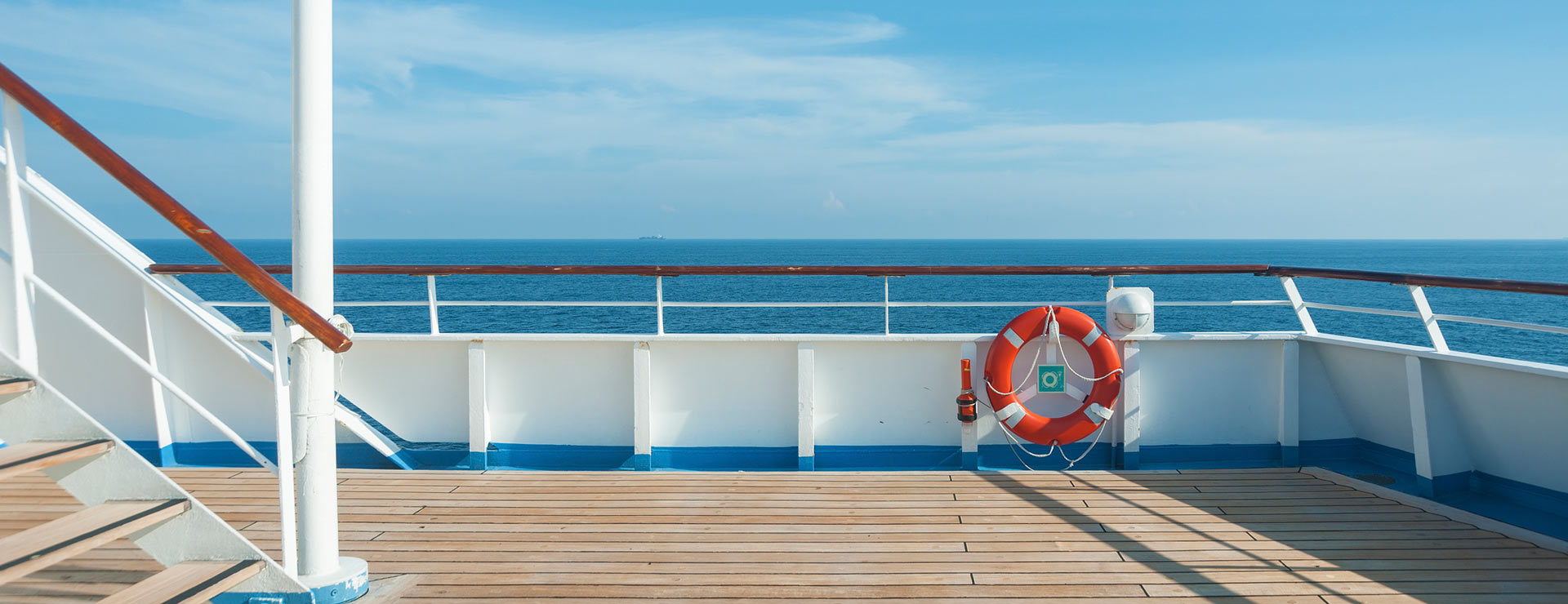Deck of a cruise ship on open ocean