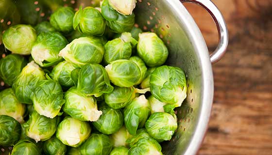 Brussels sprouts in a colander