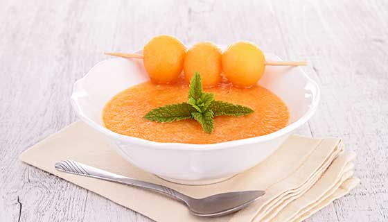 Chilled cantaloupe soup