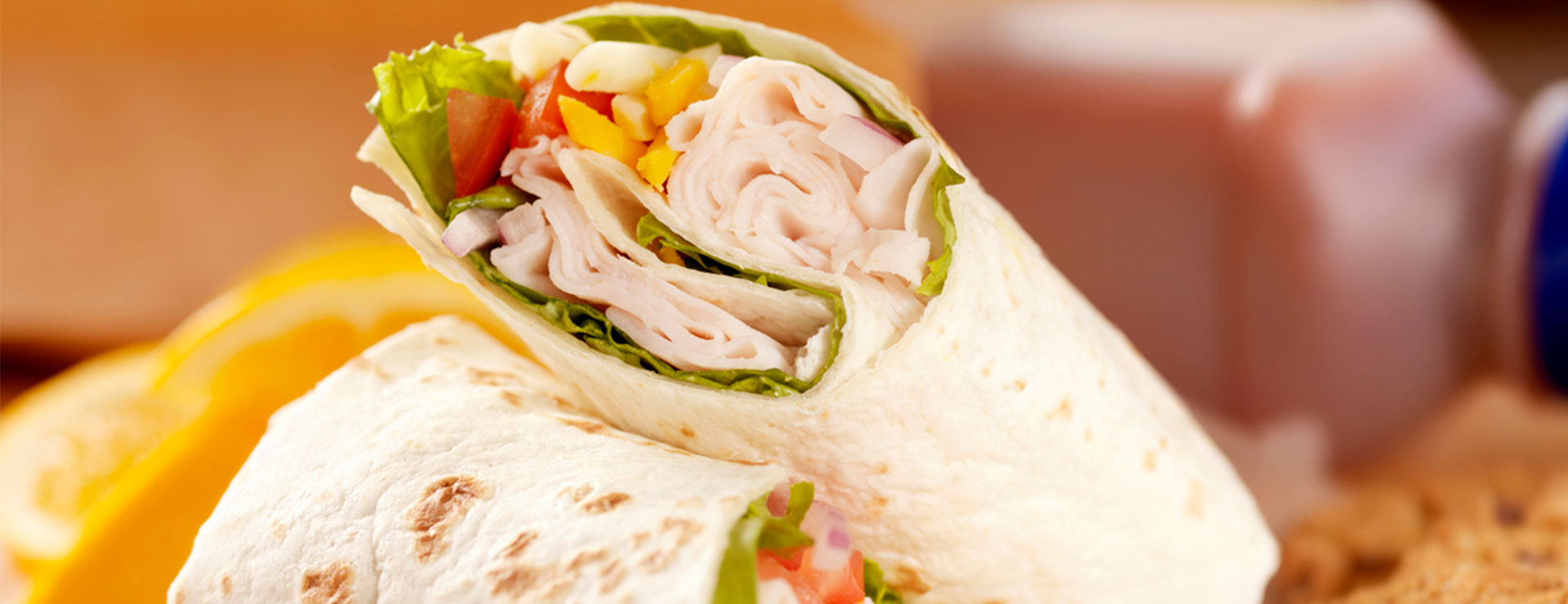 lunch meat with vegetable wraps