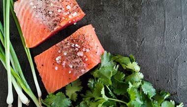 Salmon steak and herbs