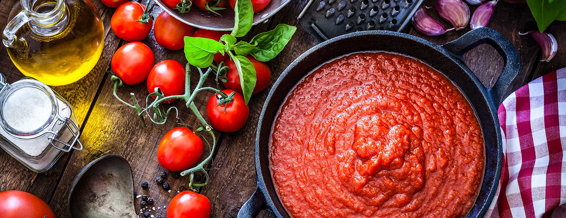 All the makings of fresh tomato sauce.