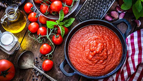 All the makings of fresh tomato sauce.