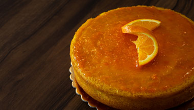 Orange cake with a topping glaze