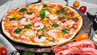 pizza with shrimp topping